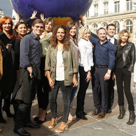 Marina Raibaldi, Anaïs Baydemir, Laurent Romejko, Eléonore Boccara, Myriam Seurat, Daniela Prepeliuc, Evelyne Dhéliat, Loïc Rousval, Marc Hay et Sandra Larue - Inauguration du 13ème Forum International de la Météo et du Climat à l'Hôtel de Ville de Paris, le 27 mai 2016. © Christophe Aubert via Bestimage