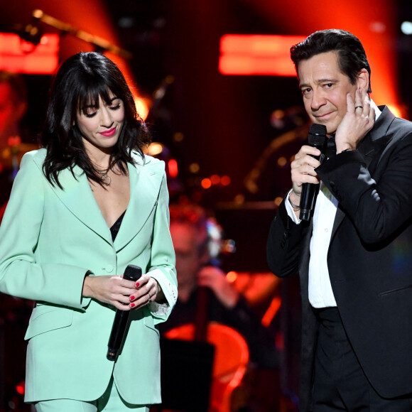 Exclusif - Nolwenn Leroy et Laurent Gerra - Enregistrement de l'émission "Un soir à Monaco avec Laurent Gerra" sur la scène de la salle des Etoiles du Monte-Carlo Sporting à Monaco, diffusée le 18 décembre 2021 à 21h05.  © Bruno Bebert / Bestimage 