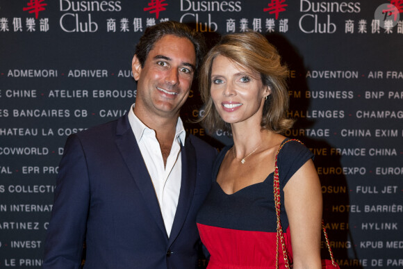 Exclusif - Sylvie Tellier et son mari Laurent Schenten au photocall de la soirée des 10 ans du Chinese Business Club à l'InterContinental Paris le 5 septembre 2022. © Pierre Perusseau / Bestimage 