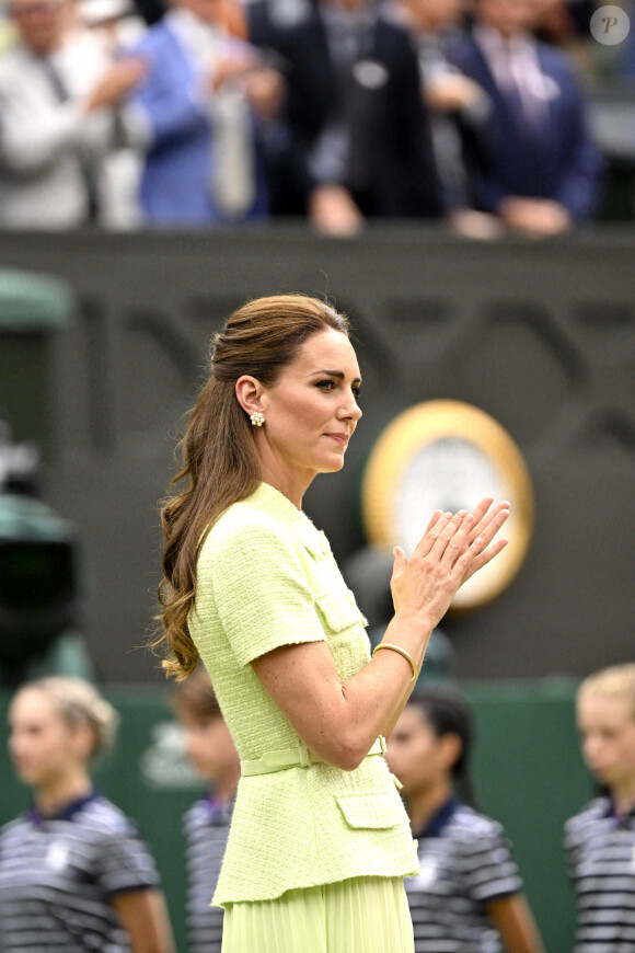 Catherine (Kate) Middleton, princesse de Galles, lors de la finale femme du tournoi de Wimbledon 2023 à Londres, le 15 juillet 2023. ©Chryslene Caillaud / Panoramic / Bestimage