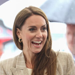 Le prince William, prince de Galles, et Catherine (Kate) Middleton, princesse de Galles, avec leurs enfants le prince George de Galles, et la princesse Charlotte de Galles, lors d'une visite au Royal International Air Tattoo (RIAT) à RAF Fairford, le 14 juillet 2023. ©Bestimage