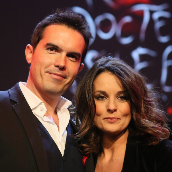 Maxime Chattam et sa femme Faustine Bollaert - Paris, le 16 11 2013 - Débat avec Stephen King au Grand Rex 