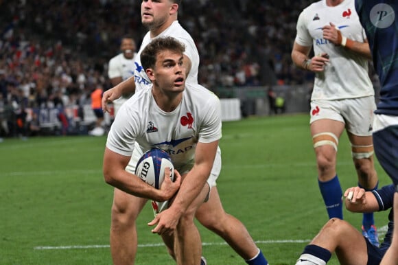 Pour le premier match.
Damian Penaud (france) - RUGBY : France vs Ecosse (30-27) - Match préparatif pour la coupe du monde 2023 à Saint-Étienne le 12 août 2023. © Frédéric Chambert / Panoramic / Bestimage 