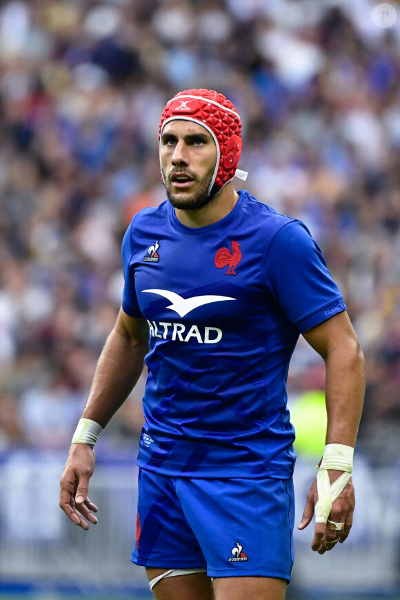 Attitude de Gabin Villiere ( 11 - France ) - - Rugby - Le XV de France affrontait l'Australie (41-17) au Stade de France, pour sa dernière rencontre de préparation avant le match d'ouverture du Mondial contre la Nouvelle-Zélande le 27 aout 2023. 