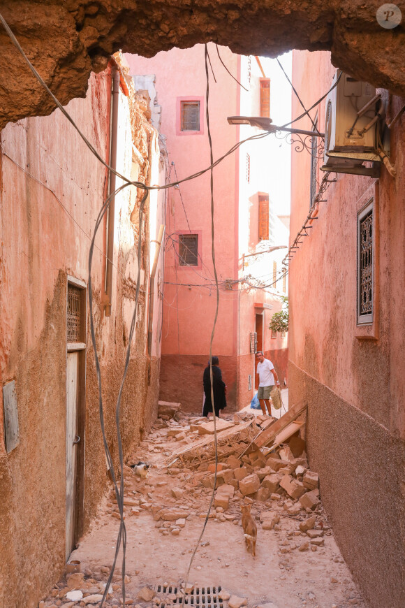 Un violent séisme au Maroc fait plus de 820 morts à Marrakech le 9 septembre 2023. Le séisme, de magnitude de 6,8 sur l'échelle de Richter selon l'Institut de géophysique américain, a son épicentre au sud-ouest de la ville touristique de Marrakech, à 320 km au sud de la capitale Rabat. © Philippe Doignon/Bestimage