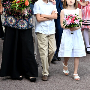 Le prince Albert II de Monaco, sa femme la princesse Charlene et leurs enfants, le prince héréditaire Jacques et la princesse Gabriella, accompagnés de Charlotte Casiraghi, de son fils Raphaël Elmaleh, de Dimittri Rassam, son mari et de leur fils Balthazar, entourés des membres du Conseil Municipal ont participé au traditionnel pique-nique des Monégasques " U Cavagnëtu " au parc Princesse Antoinette, à Monaco, le 9 septembre 2023. Après une messe célébrée par l'Archevêque de Monaco, tout le monde s'est retrouvé autour des inévitables barbajuans, accompagnés de pissaladières, de fougasses à l'anis et bien sûr de la socca. © Bruno Bebert / Bestimage 