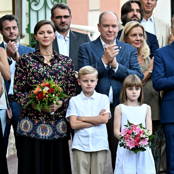 Le prince Albert II de Monaco, sa femme la princesse Charlene et leurs enfants, le prince héréditaire Jacques et la princesse Gabriella, accompagnés de Charlotte Casiraghi, de son fils Raphaël Elmaleh, de Dimittri Rassam, son mari et de leur fils Balthazar, entourés des membres du Conseil Municipal ont participé au traditionnel pique-nique des Monégasques " U Cavagnëtu " au parc Princesse Antoinette, à Monaco, le 9 septembre 2023. Après une messe célébrée par l'Archevêque de Monaco, tout le monde s'est retrouvé autour des inévitables barbajuans, accompagnés de pissaladières, de fougasses à l'anis et bien sûr de la socca. © Bruno Bebert / Bestimage 