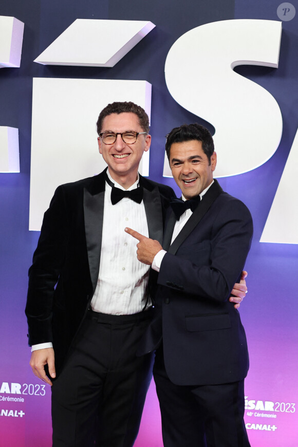 Maxime Saada et Jamel Debbouze au photocall de la 48ème cérémonie des César à l'Olympia à Paris le 24 février 2023 © Dominique Jacovides / Olivier Borde / Bestimage