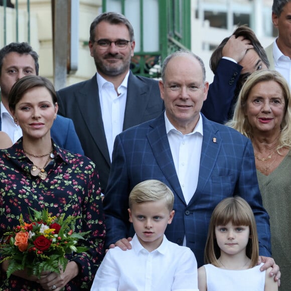 La princesse Charlene de Monaco, Le prince Albert II de Monaco, La princesse Gabriella de Monaco, comtesse de Carladès, Le prince Jacques de Monaco, marquis des Baux et Dimitri Rassam lors du traditionnel pique-nique "U Cavagnëtu" au parc Princesse Antoinette à Monaco le 9 septembre 2023. © Claudia Albuquerque / Bestimage 