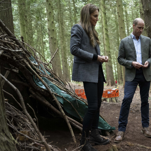 Le prince William, prince de Galles, et Catherine (Kate) Middleton, princesse de Galles, lors d'une visite à l'école primaire Madley pour examiner leur école forestière à Hereford, Royaume Uni, le jeudi 14 septembre 2023. 