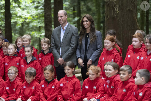 Le prince William, prince de Galles, et Catherine (Kate) Middleton, princesse de Galles, lors d'une visite à l'école primaire Madley pour examiner leur école forestière à Hereford, Royaume Uni, le jeudi 14 septembre 2023. 
