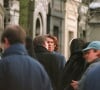 Tournage du film de Claude Lelouch "Hommes, femmes : mode d'emploi" au cimetière du Père Lachaise à Paris.