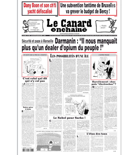 "Le Canard enchaîné", édition du 18 septembre 2023.