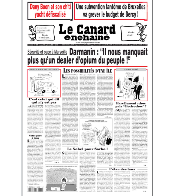 "Le Canard enchaîné", édition du 18 septembre 2023.