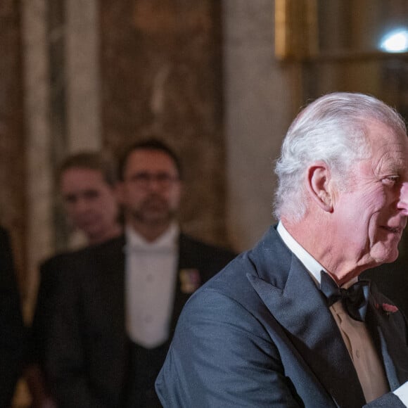 Toast et discours lors du dîner d'Etat au château de Versailles en l'honneur de la visite officielle du roi et de la reine d'Angleterre en France le 20 septembre 2023. © Imago / Panoramic / Bestimage 