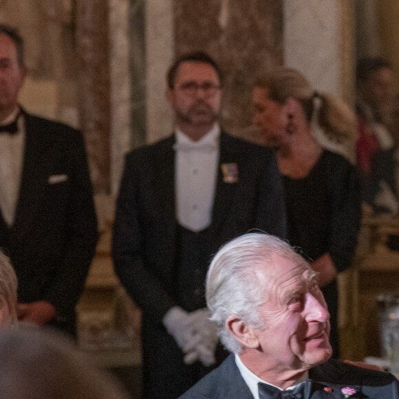 Toast et discours lors du dîner d'Etat au château de Versailles en l'honneur de la visite officielle du roi et de la reine d'Angleterre en France le 20 septembre 2023. © Imago / Panoramic / Bestimage 