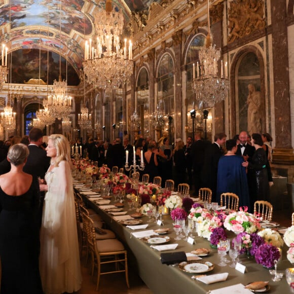 Toast et discours lors du dîner d'Etat au château de Versailles en l'honneur de la visite officielle du roi et de la reine d'Angleterre en France le 20 septembre 2023. © Imago / Panoramic / Bestimage 