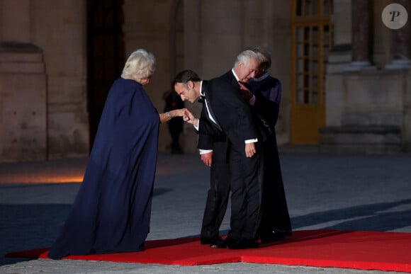 Toast et discours lors du dîner d'Etat au château de Versailles en l'honneur de la visite officielle du roi et de la reine d'Angleterre en France le 20 septembre 2023. © Imago / Panoramic / Bestimage 