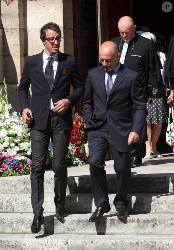 L'avocat Karim Achoui et le journaliste Dominique Rizet - Funerailles de l'avocat Jacques Verges en l'eglise Saint-Thomas d'Aquin a Paris. Le 20 aout 2013 