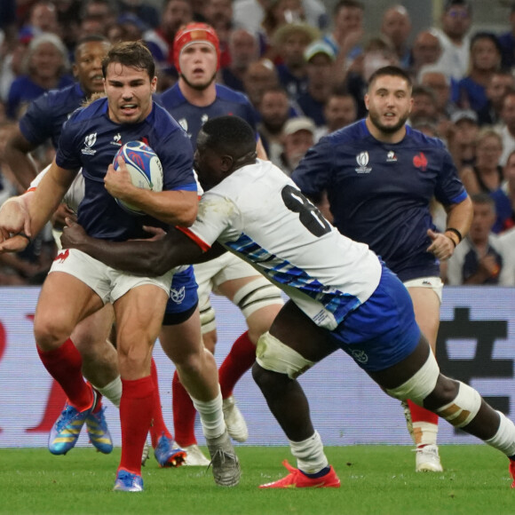 Ce samedi, Antoine Dupont a publié un message sur ses réseaux sociaux
Antoine Dupont (France) - Prince Gaoseb (Namibie) - Coupe du Monde de Rugby France 2023 du match de Poule A entre la France et la Namibie (96-0) au stade Velodrome à Marseille le 21 septembre 2023. 