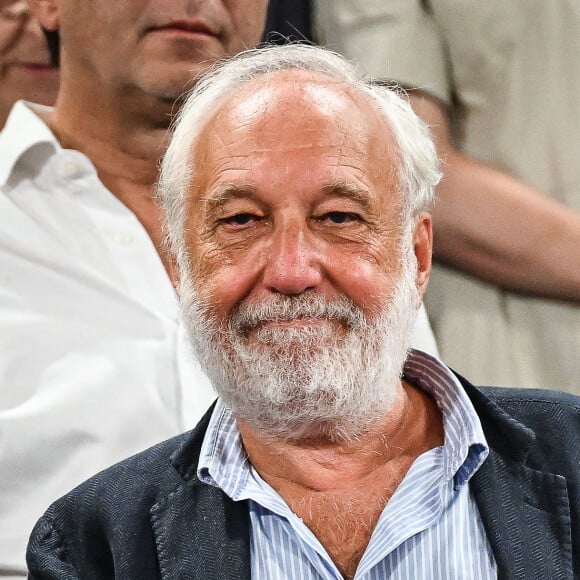 François Berléand en tribunes lors de la finale de rugby Top 14 opposant le Stade Toulousain Rugby (Toulouse) au Stade Rochelais (La Rochelle) au Stade de France à Saint-Denis, Seine Saint-Denis, le 17 juin 2023.