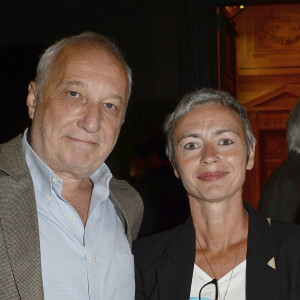 Exclusif - François Berléand et Alexia Strési - Soirée "Déguster du vin au restaurant Guy Savoy" à Paris le 18 mai 2015.