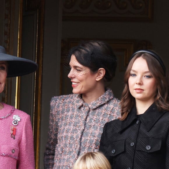 Stefano Casiraghi, La princesse Caroline de Hanovre, Charlotte Casiraghi, Francesco Casiraghi et La princesse Alexandra de Hanovre lors de la Fête Nationale de la principauté de Monaco, le 19 novembre 2022. © Claudia Albuquerque/Bestimage 