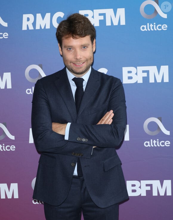 Benjamin Duhamel lors de la conférence de presse de rentrée BFM TV. - RMC du groupe Altice France à Paris, France, le 31 août 2023. © Coadic Guirec/Bestimage 