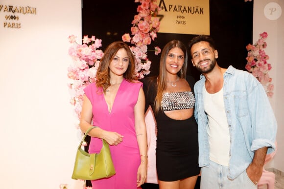 Exclusif - Julia Flabat et son Eddy Papeoo, Caroline Ohanian (créatrice de la marque) - Soirée d'ouverture de la première boutique parisienne de la marque Aparanjän à Paris, France, le 29 septembre 2023. Soirée organisée par Sandra Sysley de Sandra & Co. © Christophe Clovis / Bestimage