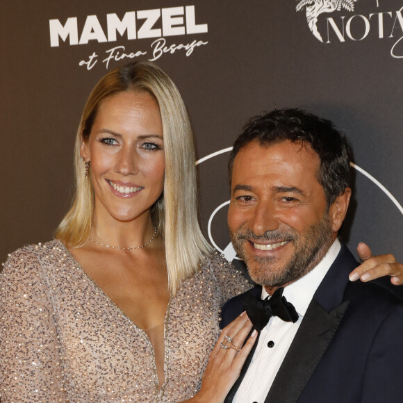 Sandy Heribert, Bernard Montiel au photocall de la 11ème édition de la soirée Global Gift Gala à l'hôtel Four Seasons George V à Paris le 30 septembre 2023. © Marc Ausset-Lacroix / Bestimage 