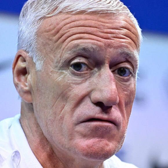 Le sélectionneur de l'équipe de France Didier Deschamps en conférence de presse au Centre National du Football (CNF) de Clairefontaine-en-Yvelines, France, le 9 octobre 2023. © Federico Pestellini/Panoramic/bestimage