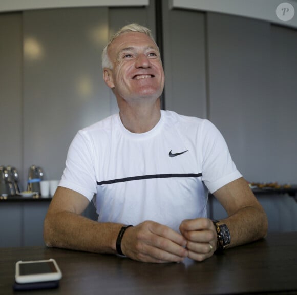 Exclusif - Le Selectionneur de l'équipe de France de Football Didier Deschamps donne une interview après sa victoire à la coupe du monde 2018 en Russie le 19 juillet 2018