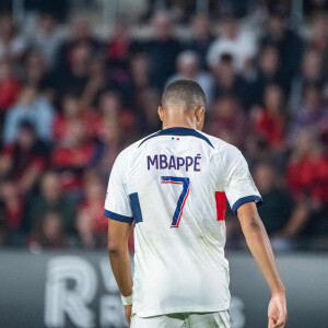 Kylian Mbappe (Paris SG) lors du match de Ligue 1 Uber Eats "Rennes - PSG (1-3)" au Roazhon Park, le 8 octobre 2023. 