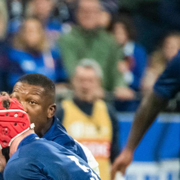 Deuxième essai de Cyril Baille (XV de France) - Coupe du Monde de Rugby France 2023 - Match de quart de finale "France-Afrique du Sud (28-29)" au Stade de France à Saint-Denis 15 octobre 2023.  Rugby World Cup France 2023 - Quarter-final match "France-South Africa (28-29)" at the Stade de France in Saint-Denis October 15, 2023 