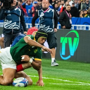 Kurt-Lee Arendse (Afrique du Sud) - Coupe du Monde de Rugby France 2023 - Match de quart de finale "France-Afrique du Sud (28-29)" au Stade de France à Saint-Denis 15 octobre 2023.  Rugby World Cup France 2023 - Quarter-final match "France-South Africa (28-29)" at the Stade de France in Saint-Denis October 15, 2023 