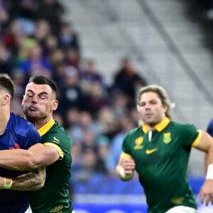 Matthieu Jalibert ( 10 - France ) - JESSE KRIEL ( 13 - Afrique du Sud ) - - Coupe du Monde de Rugby France 2023 - Match de quart de finale "France-Afrique du Sud (28-29)" au Stade de France à Saint-Denis 15 octobre 2023.  Rugby World Cup France 2023 - Quarter-final match "France-South Africa (28-29)" at the Stade de France in Saint-Denis October 15, 2023 