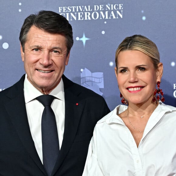 Christian Estrosi, le maire de Nice, et sa femme Laura Tenoudji Estrosi durant la cérémonie de clôture et remise des prix de la 5eme édition du Nice Festival CinéRoman au cinéma Pathé Gare du Sud à Nice, le 7 octobre 2023. © Bruno Bebert/Pool Nice/Bestimage