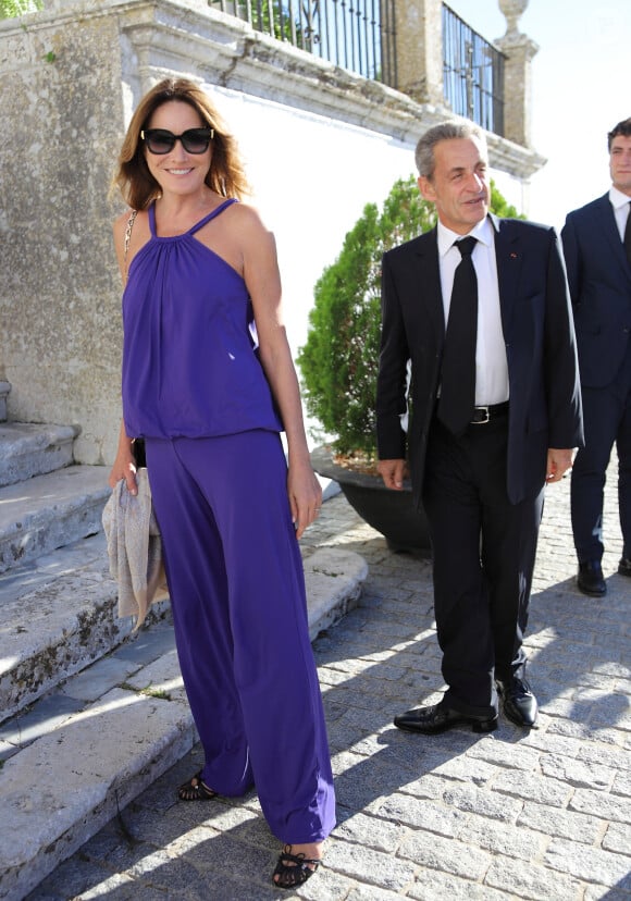 Carla Bruni-Sarkozy et Nicolas Sarkozy au mariage de Javier Prado et de Catalina Vereterra à Medina Sidonia à Cadix, en Espagne. Le 1er octobre 2023