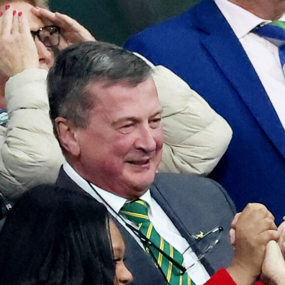 Le Prince Albert II et Charlène de Monaco dans les tribunes lors de la demi-finale de la Coupe du Monde de Rugby opposant l'Angleterre à l'Afrique du Sud (15 - 16) au Stade de France à Saint-Denis, France, le 21 octobre 2023. © Dominique Jacovides/Bestimage