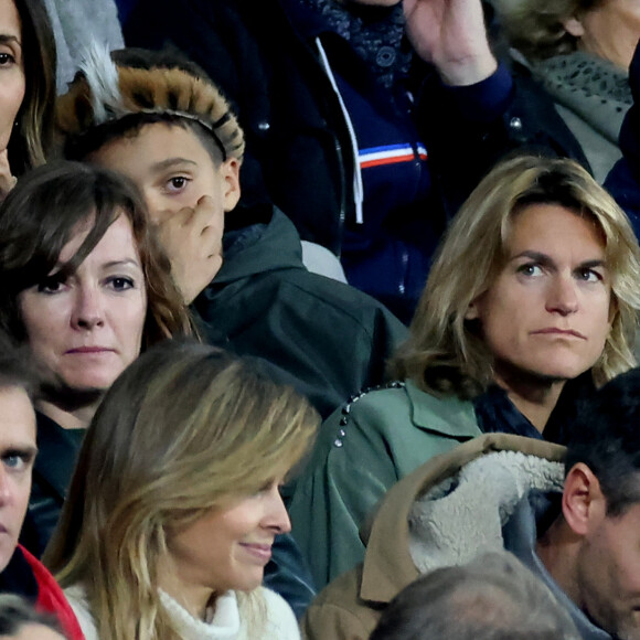 Amèlie Mauresmo dans les tribunes lors de la demi-finale de la Coupe du Monde de Rugby opposant l'Angleterre à l'Afrique du Sud (15 - 16) au Stade de France à Saint-Denis, France, le 21 octobre 2023. © Dominique Jacovides/Bestimage