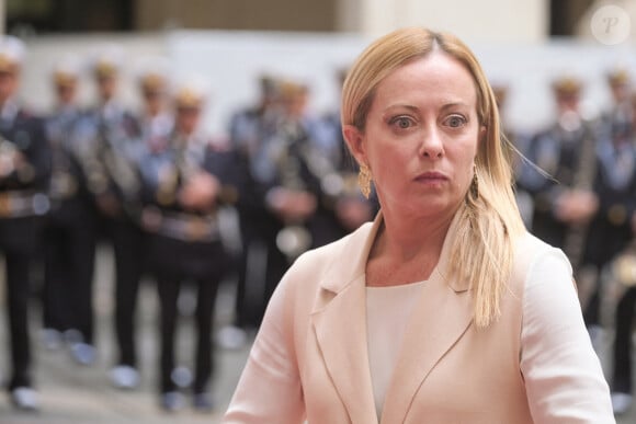 La Première ministre italienne Giorgia Meloni reçoit le roi Abdallah II de Jordanie au palais Chigi à Rome, le 16 octobre 2023. © LaPresse / Panoramic / Bestimage