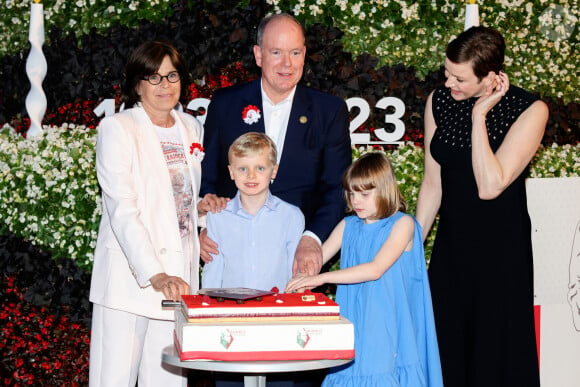 La princesse Stéphanie de Monaco, Le prince Albert II de Monaco, La princesse Charlène de Monaco, Le prince Jacques de Monaco, marquis des Baux, La princesse Gabriella de Monaco, comtesse de Carladès - "Le rocher en fête" la principauté de Monaco fête le centenaire du prince Rainier III à Monaco, le 31 mai 2023. © Claudia Albuquerque / Bestimage 