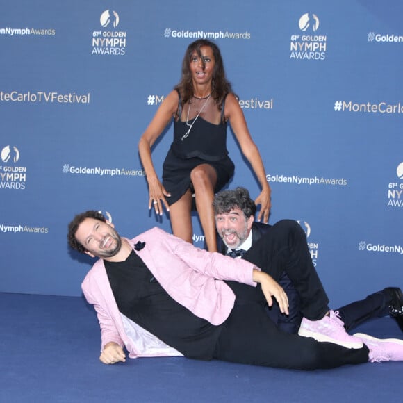 Eric Antoine, Stéphane Plaza et Karine le Marchand - Cérémonie de clôture du 61ème Festival de Télévision de Monte Carlo le 21 juin 2022. © Denis Guignebourg/Bestimage  Closing ceremony of the 61st Monte Carlo Television Festival on June 21, 2022. 