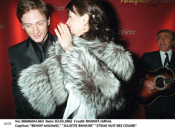 Benoît Magimel et Juliette Binoche lors des César 2002.