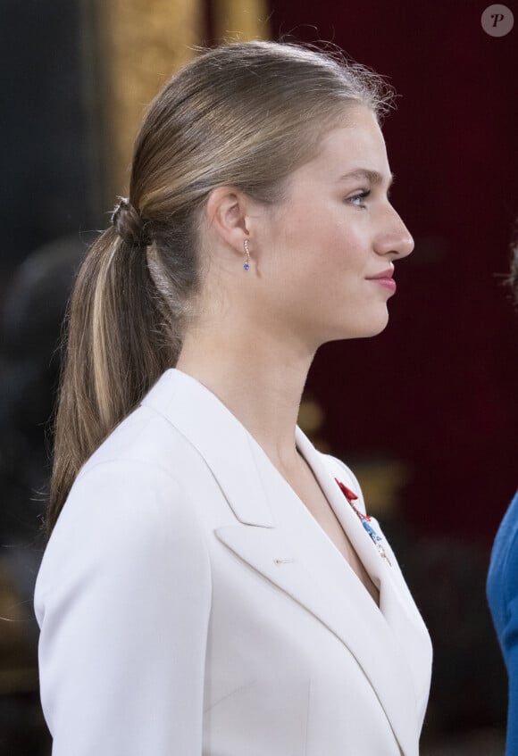 La princesse Leonor - La famille royale d'Espagne arrive à la réception au palais royal, à la suite de la cérémonie de serment de la princesse Leonor à Madrid, le 31 octobre 2023.