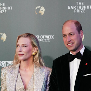 Cinq gagnants ont été désignés à l'issu de cette cérémonie.
Cate Blanchett et le prince William - Cérémonie de remise des prix Earthshot 2023 au Théâtre Mediacorp à Singapour, le 7 novembre 2023.