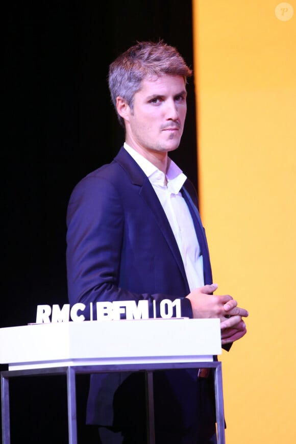 Jean-Baptiste Boursier - Conférence de presse du groupe NextRadioTV qui regroupe BFM TV et RMC à Paris le 2 septembre 2015. 