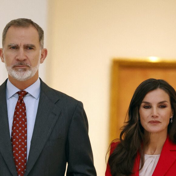 Le roi Felipe VI et la reine Letizia d'Espagne, inaugurent l'exposition "Picasso 1906. La Grande Transformation" au musée Reine Sofía à Madrid, le 14 novembre 2023. 