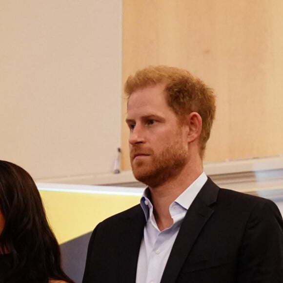 Le prince Harry, duc de Sussex et Meghan Markle, duchesse de Sussex, à la réception de l'IG25 et de l'Équipe du Canada à l'hôtel Hilton lors des Jeux Invictus à Düsseldorf, Allemagne, le vendredi 15 septembre 2023. 