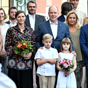 Le prince Albert II de Monaco, sa femme la princesse Charlene et leurs enfants, le prince héréditaire Jacques et la princesse Gabriella, accompagnés de Charlotte Casiraghi, de son fils Raphaël Elmaleh, de Dimittri Rassam, son mari et de leur fils Balthazar, entourés des membres du Conseil Municipal ont participé au traditionnel pique-nique des Monégasques " U Cavagnëtu " au parc Princesse Antoinette, à Monaco, le 9 septembre 2023.